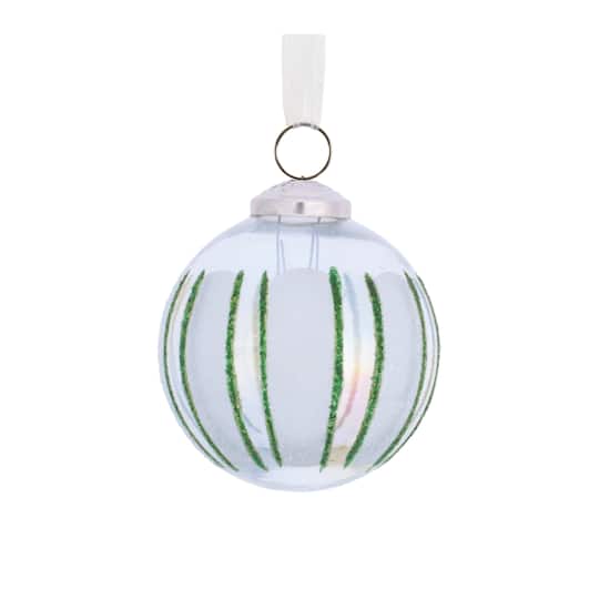 Melrose White & Green Glass Ball Ornament Set